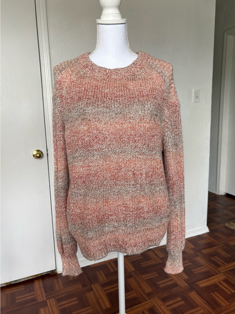 a.n.a Heathered Cream and orange Petite Knit Sweater